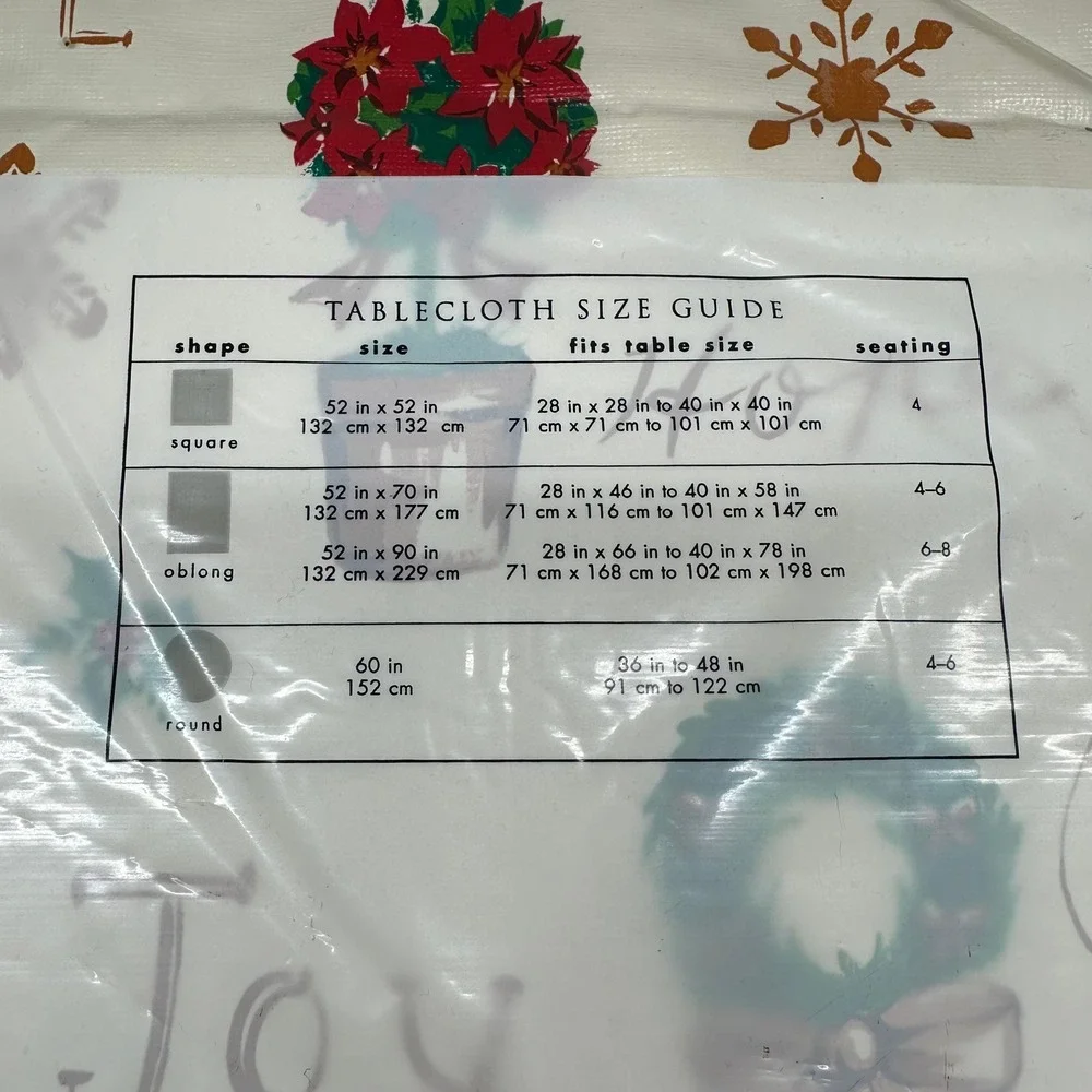 Target Home Christmas Hope Vinyl Tablecloth 52x70 Oblong Flannel Back Vtg 2000